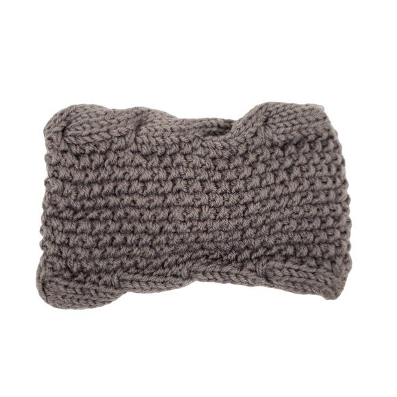 Knit Bow Headband Womens One Size Gray Fall Winter Cute Stylish Cozy Ear Warmer - Picture 4 of 4
